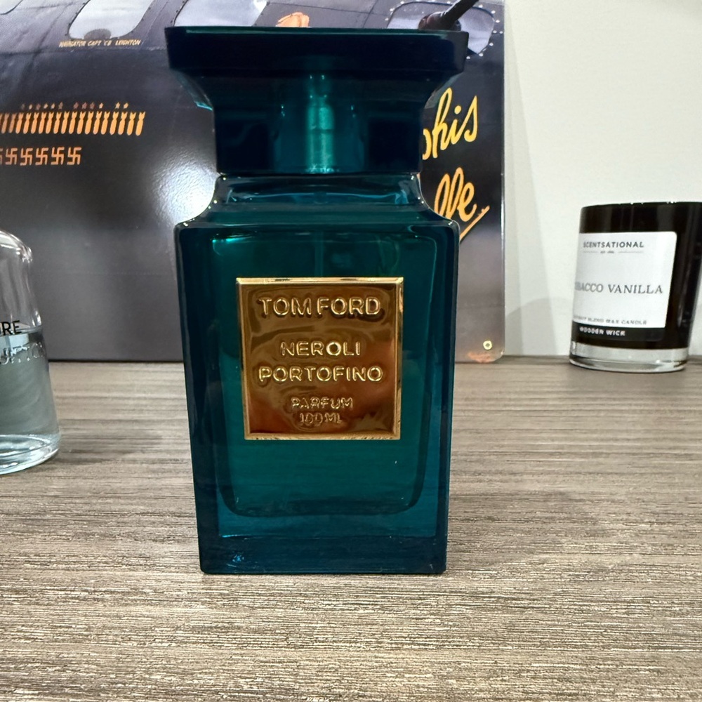 Tom Ford Blue and Gold Fragrance Bottle